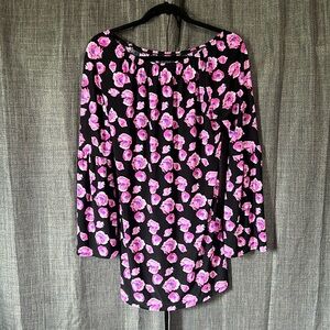 West loop floral off the shoulder elastic neckline blouse flared trumpet sleeve